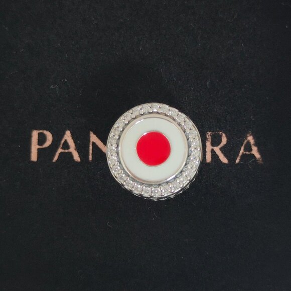 Pandora Japan Flag Bead Charm Bracelet Pendant S925 Silver with box - Picture 1 of 8